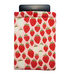 Kindle sleeve with snap to protect Kindle e-readers made with a pink back ground with red and white strawberries.